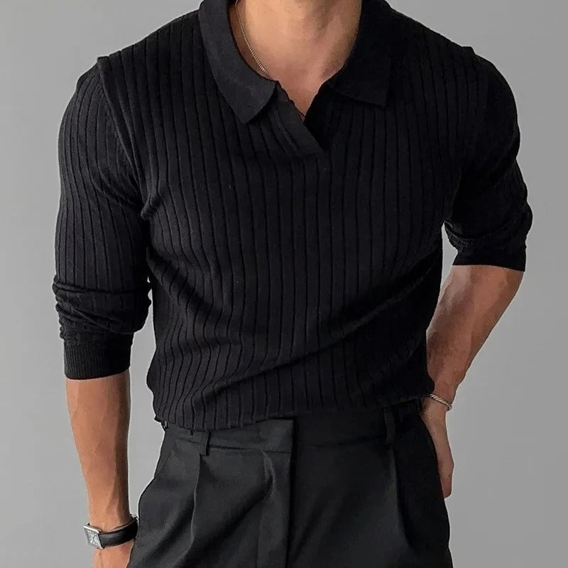 Long Sleeve Polo with V-Neck