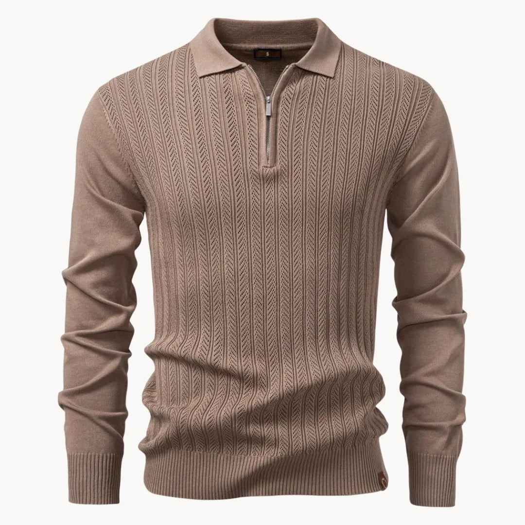 Hugo | Polo with Ribbed Pattern and Short Zip