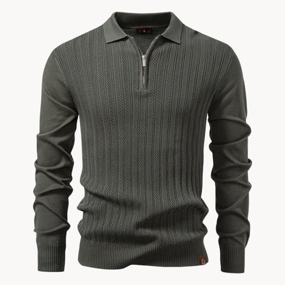 Hugo | Polo with Ribbed Pattern and Short Zip