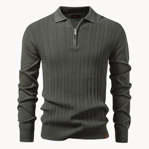 Hugo | Polo with Ribbed Pattern and Short Zip