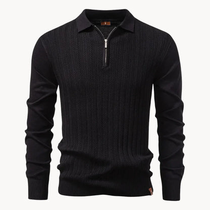 Hugo | Polo with Ribbed Pattern and Short Zip