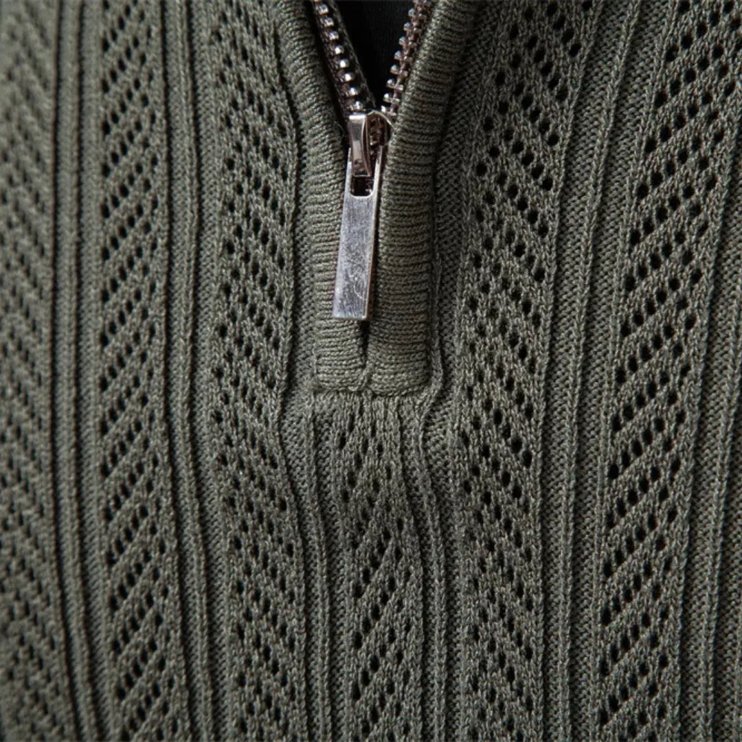 Hugo | Polo with Ribbed Pattern and Short Zip