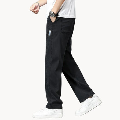 Straight-fit jeans with elastic waistband