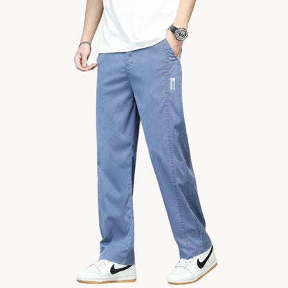 Straight-fit jeans with elastic waistband
