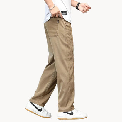 Straight-fit jeans with elastic waistband