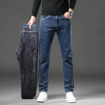 Straight-leg jeans with fleece lining