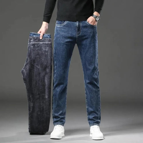 Straight-leg jeans with fleece lining