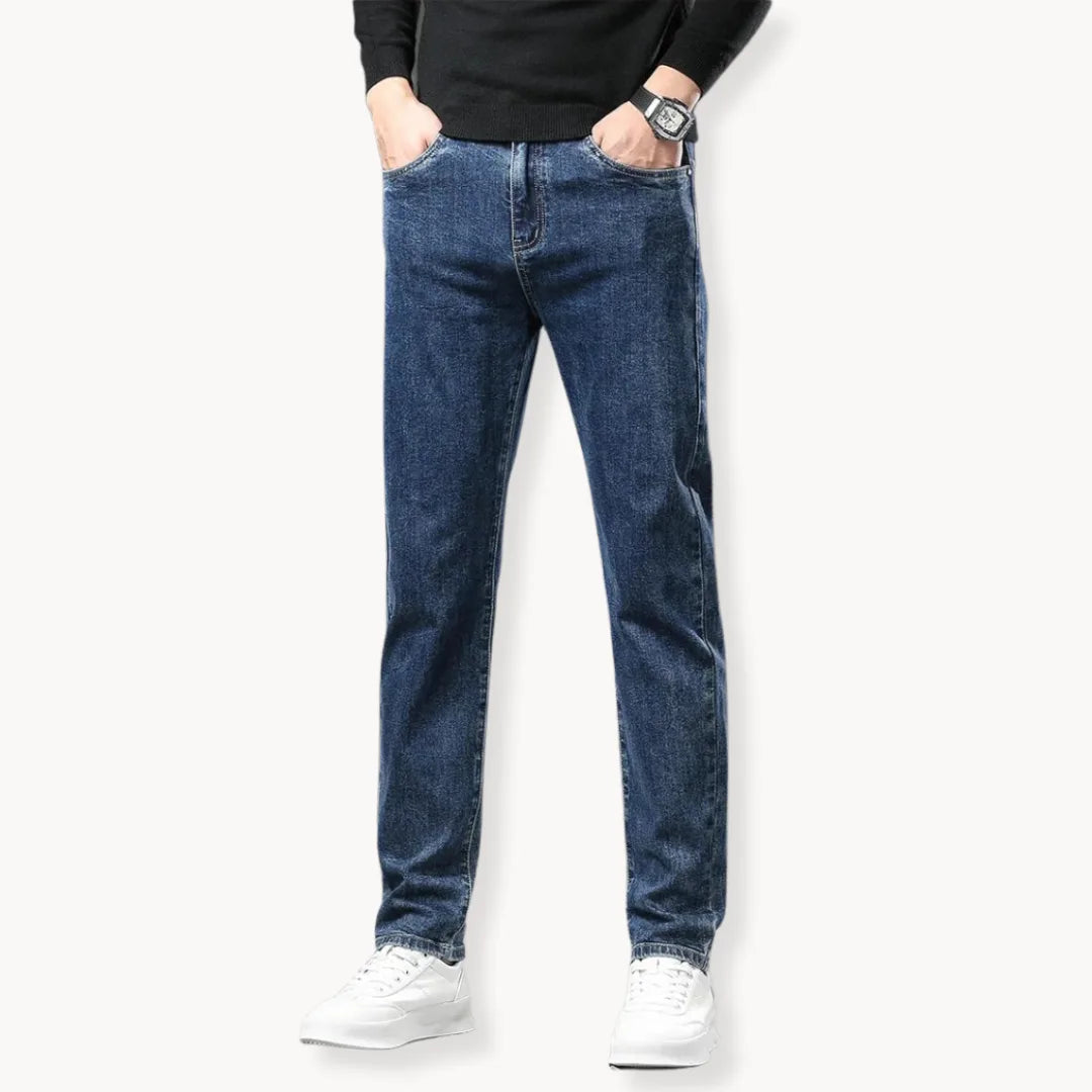 Straight-leg jeans with fleece lining
