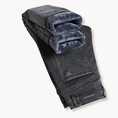 Straight-leg jeans with fleece lining