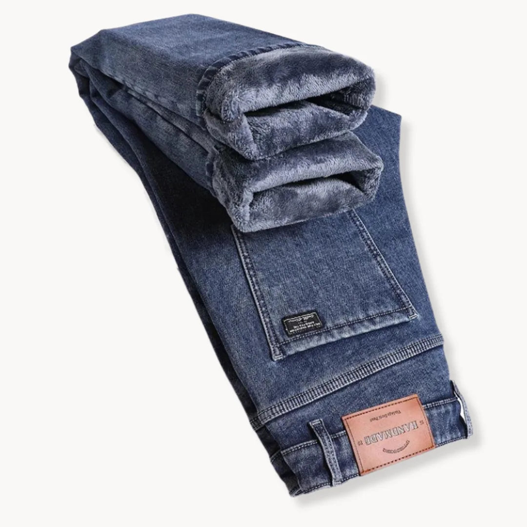 Straight-leg jeans with fleece lining