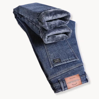 Straight-leg jeans with fleece lining