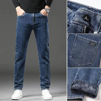 Straight-leg jeans with fleece lining