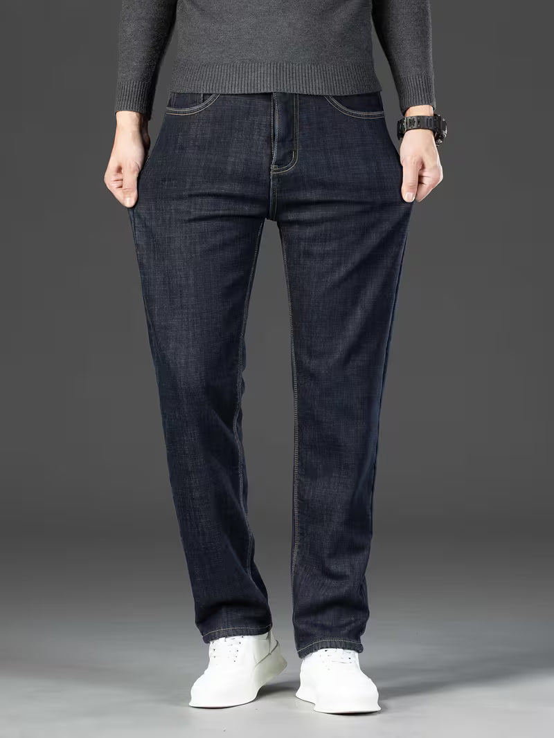 Straight leg men's trousers with fleece lining