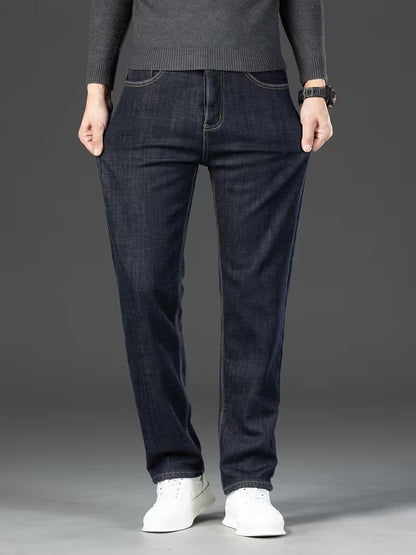 Straight leg men's trousers with fleece lining