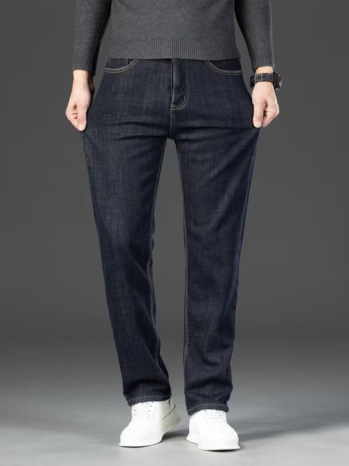 Straight leg men's trousers with fleece lining