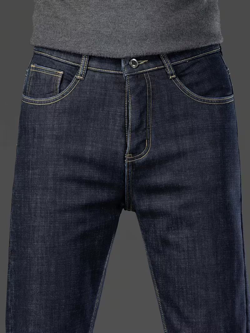 Straight leg men's trousers with fleece lining