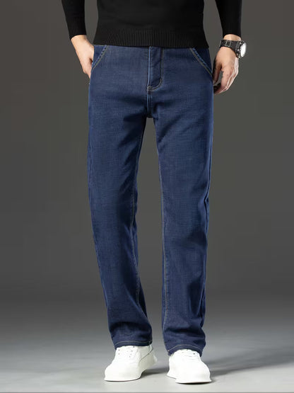 Straight leg men's trousers with fleece lining