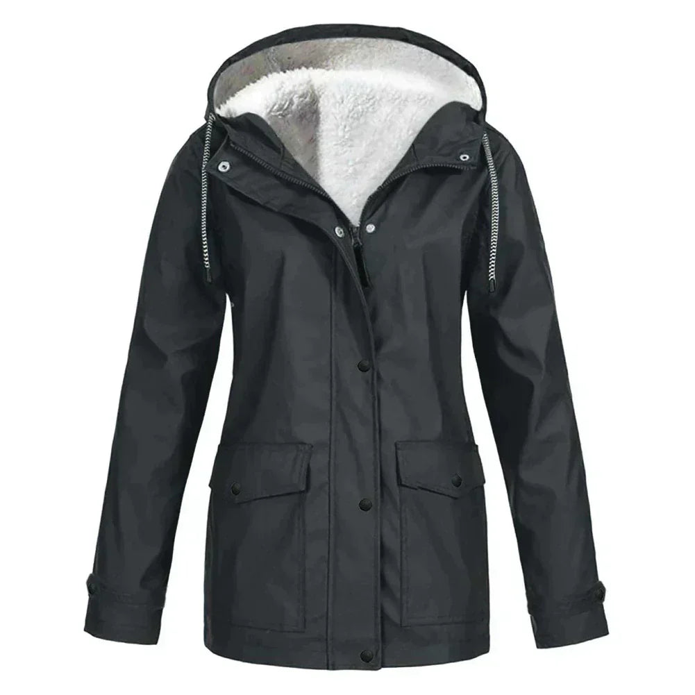 Rain Jacket with Fleece Lining and Hood