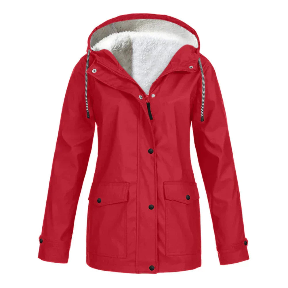 Rain Jacket with Fleece Lining and Hood