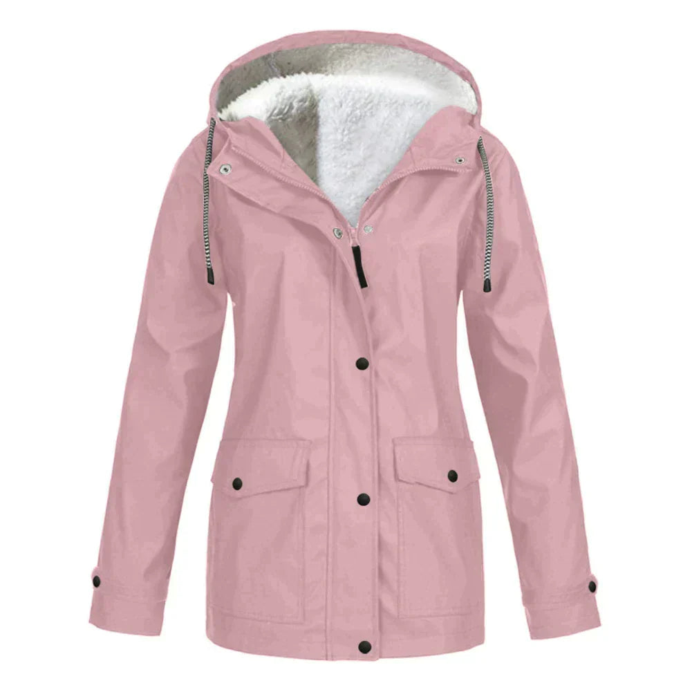 Rain Jacket with Fleece Lining and Hood
