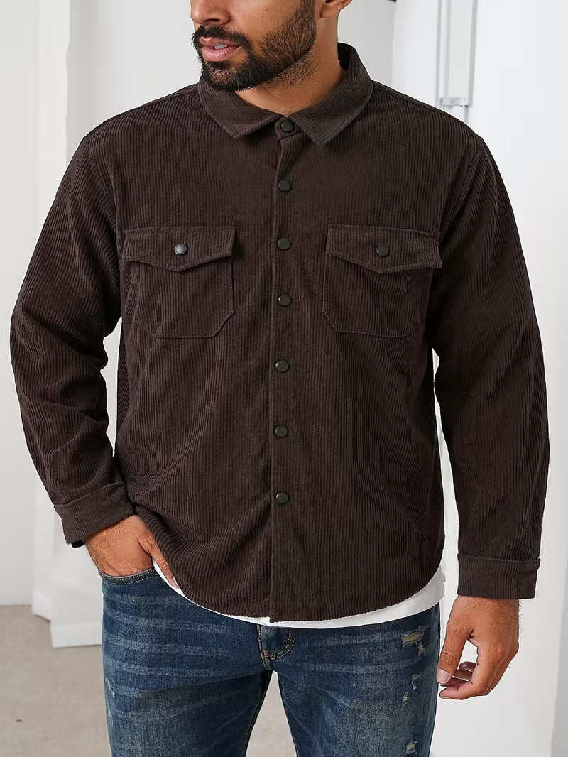Corduroy jacket with double-breasted buttons