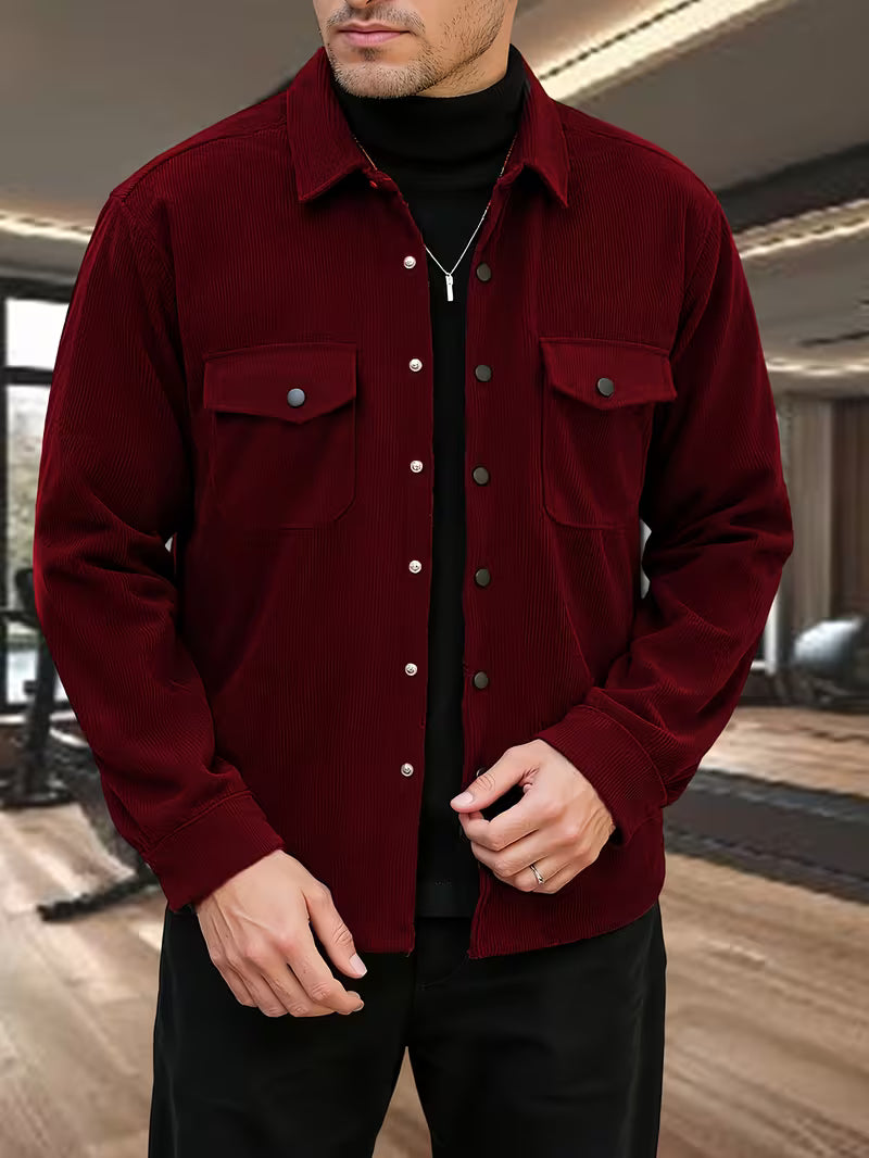 Corduroy jacket with double-breasted buttons