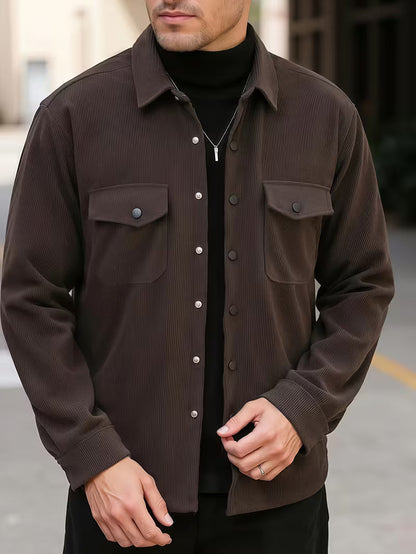 Corduroy jacket with double-breasted buttons
