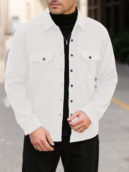 Corduroy jacket with double-breasted buttons