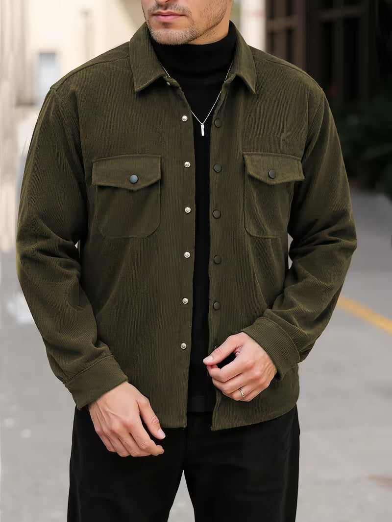 Corduroy jacket with double-breasted buttons