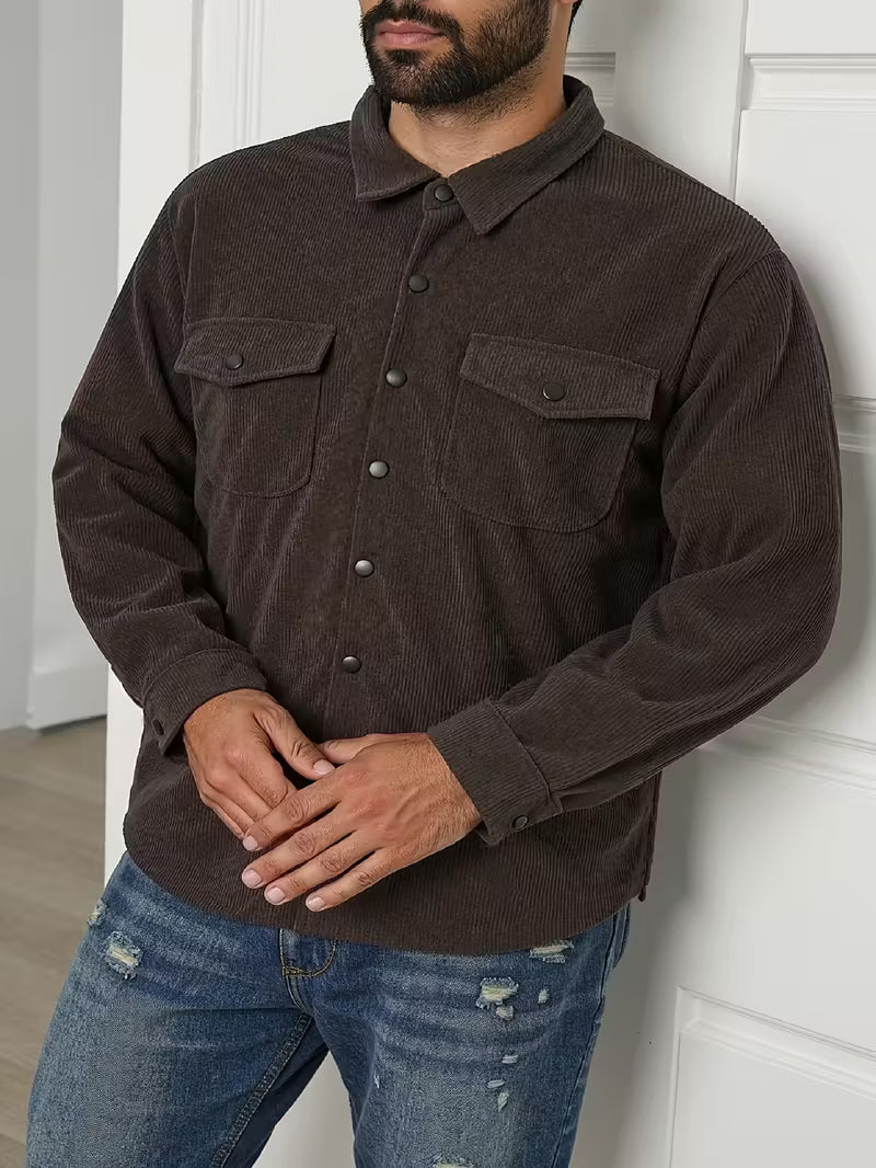 Corduroy jacket with double-breasted buttons