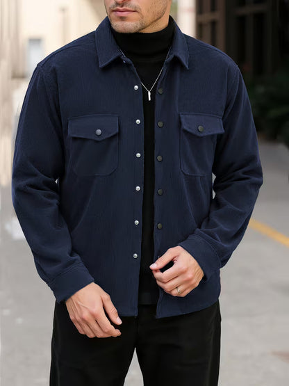 Corduroy jacket with double-breasted buttons