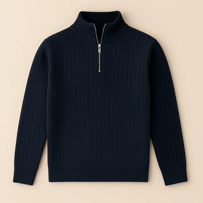 Half-zip jumper with stand-up collar
