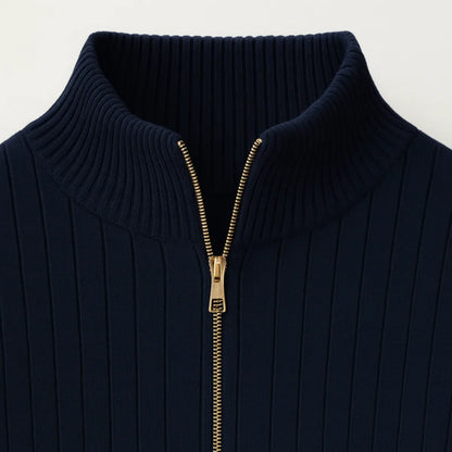 Half-zip jumper with stand-up collar