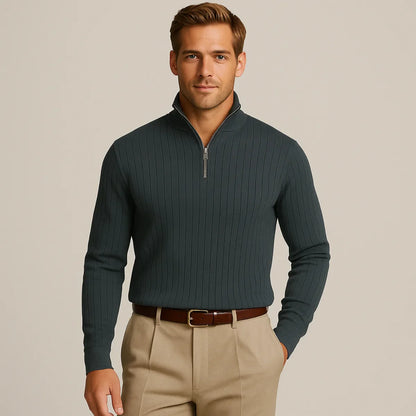 Half-zip jumper with stand-up collar