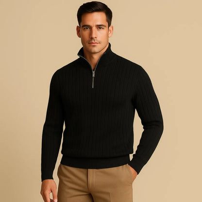 Half-zip jumper with stand-up collar