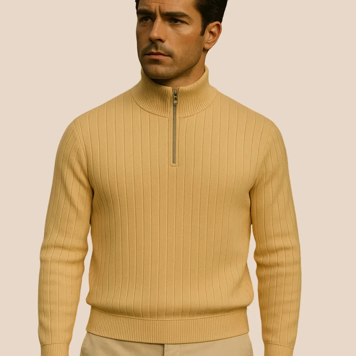 Half-zip jumper with stand-up collar
