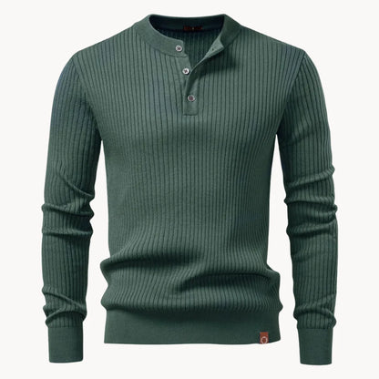 Hugo | Ribbed Sweater with Round Neck and Button Closure