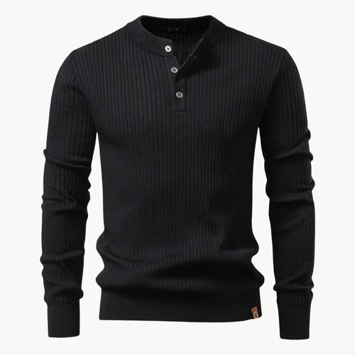 Hugo | Ribbed Sweater with Round Neck and Button Closure