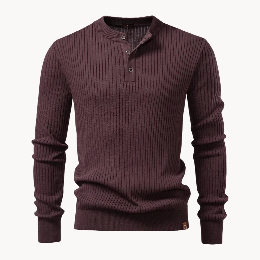 Hugo | Ribbed Sweater with Round Neck and Button Closure