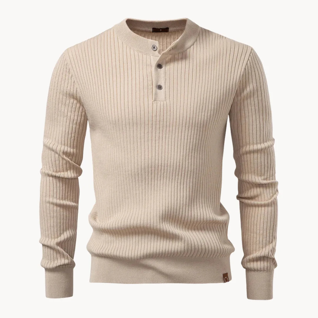 Hugo | Ribbed Sweater with Round Neck and Button Closure