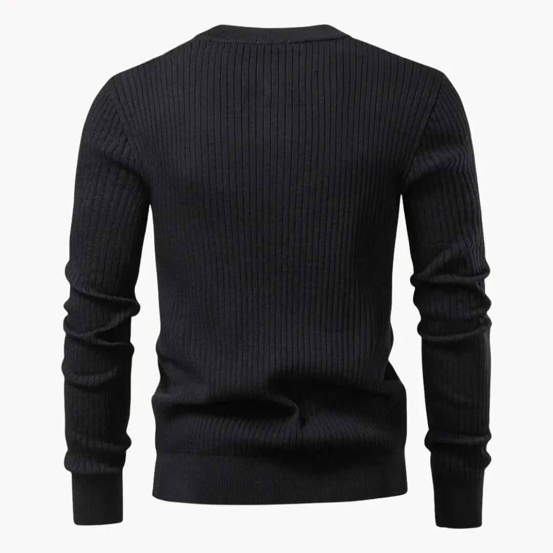 Hugo | Ribbed Sweater with Round Neck and Button Closure
