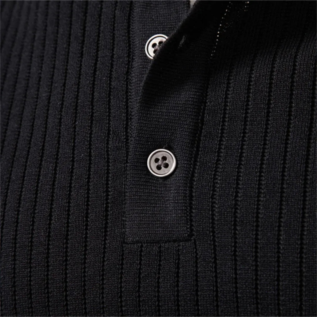 Hugo | Ribbed Sweater with Round Neck and Button Closure