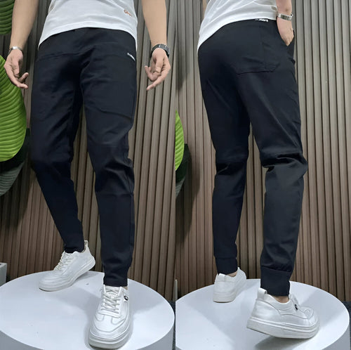 Slim fit chinos with elastic cuffs