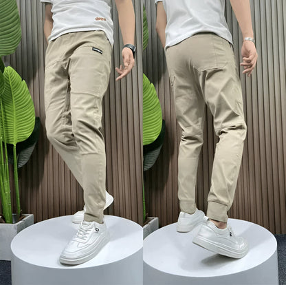 Slim fit chinos with elastic cuffs