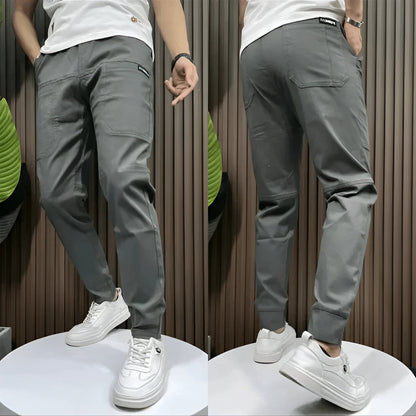 Slim fit chinos with elastic cuffs