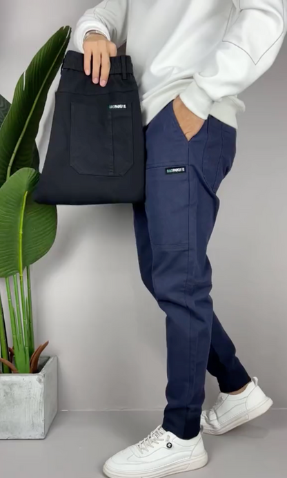 Slim fit chinos with elastic cuffs