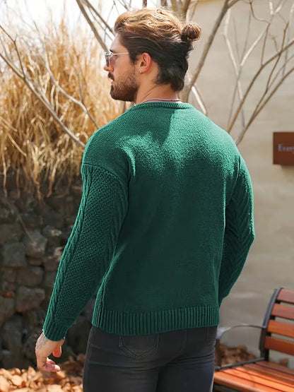 Slim fit crew neck jumper with cable pattern