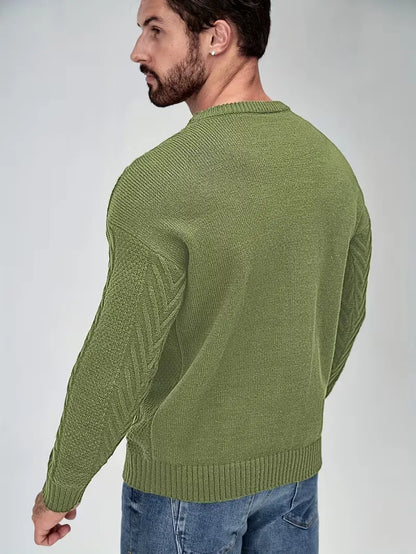 Slim fit crew neck jumper with cable pattern