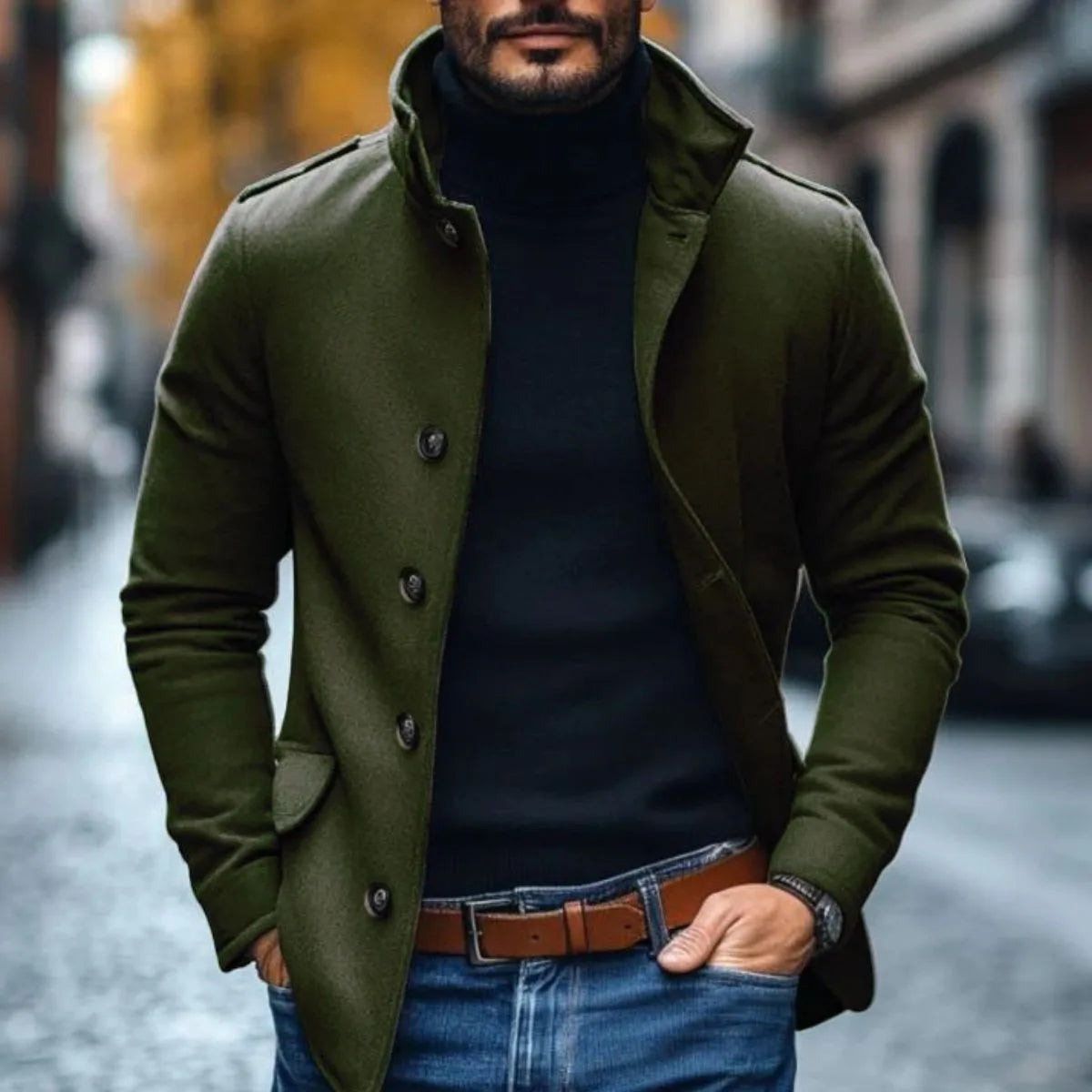 Tommy | Slim fit jacket with stand-up collar and button closure