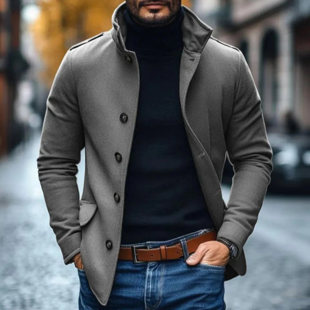 Tommy | Slim fit jacket with stand-up collar and button closure